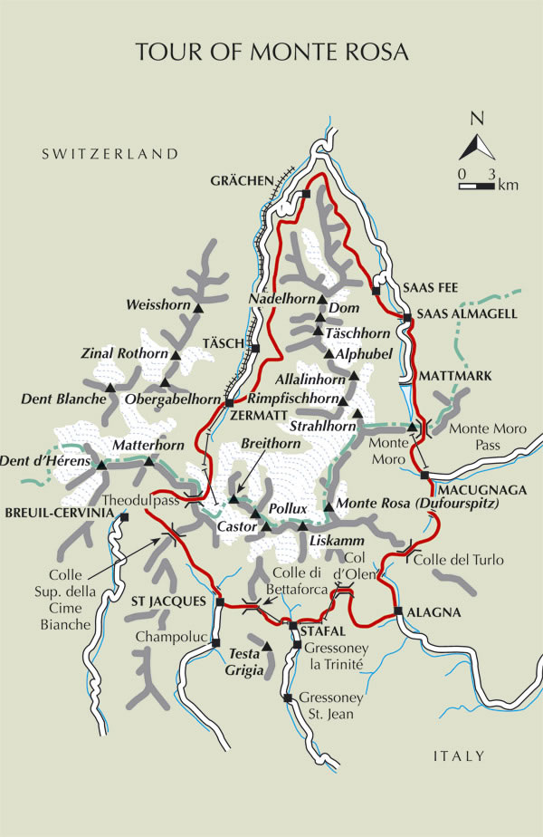 Tour du MonteRosaツールド・モンテローザのルート
