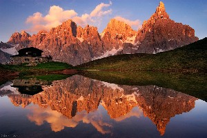 The Pale di San Martino northern chain seen from Baita Segantini