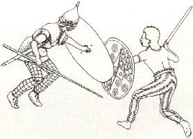 ケルト族とローマ時代の兵士の戦い
