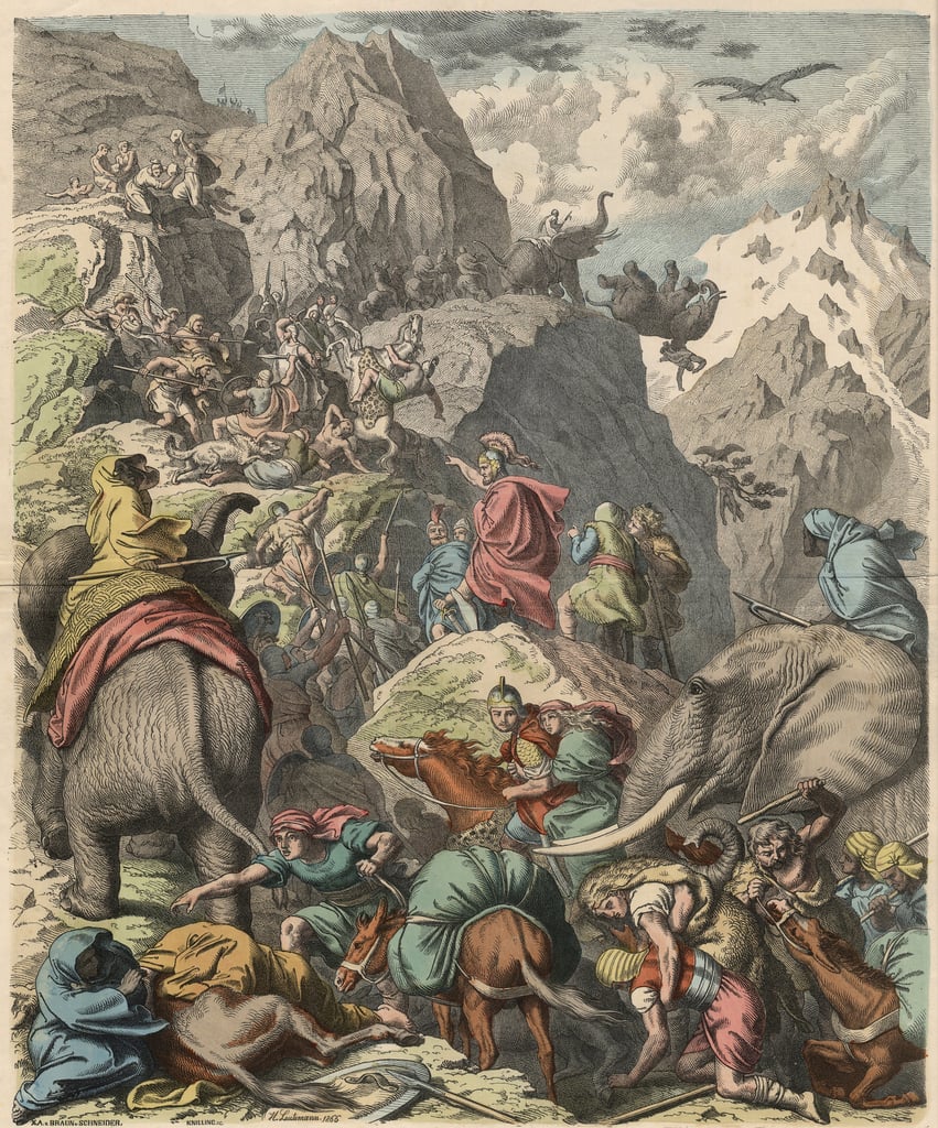 Heinrich_Leutemann_-_Second_Punic_War_Hannibal_crossing_the_Alps_1866_-_(MeisterDrucke-613116)