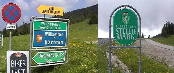 weinebene峠の標識