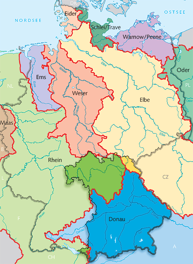 エルベ川・ドイツの川：流域図